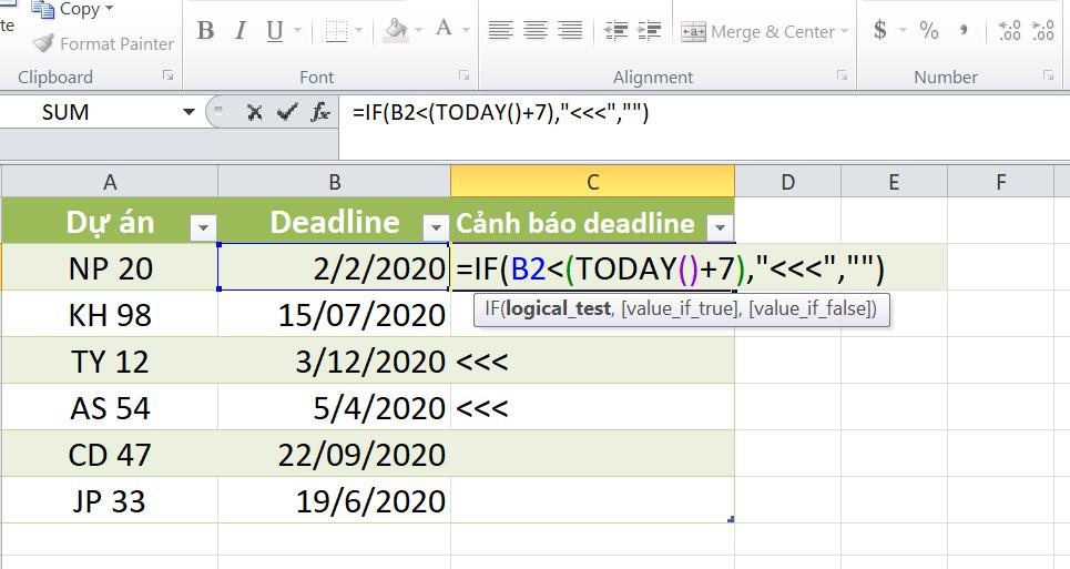 Hướng dẫn thiết lập cảnh báo ngày đến hạn trong Excel